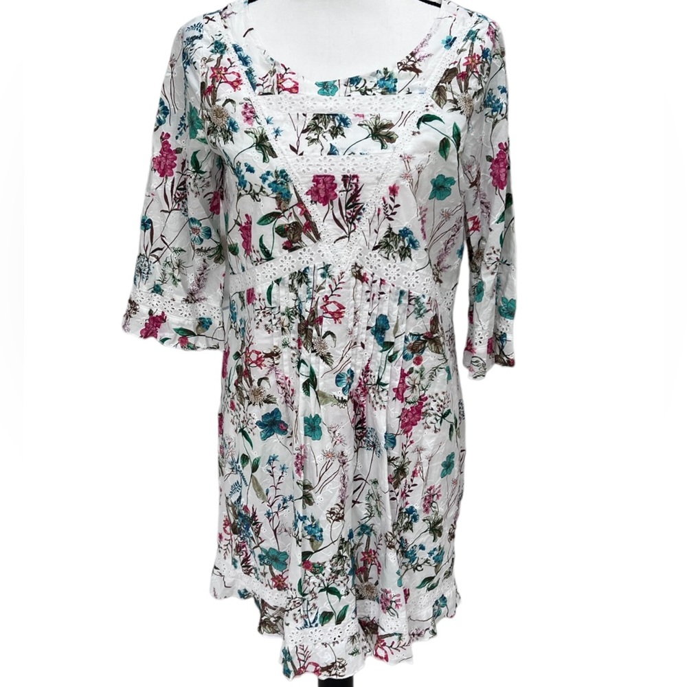Sanctuary Dress Elie Floral Boho Eyelet Trim Women's Medium